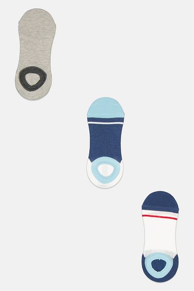 RBX Men 3 Pairs Plain Invisible Socks, Multicolor