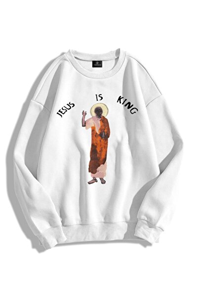 Trendiz Unisex Jesus Is King Crew Φούτερ με κουκούλα με λαιμόκοψη