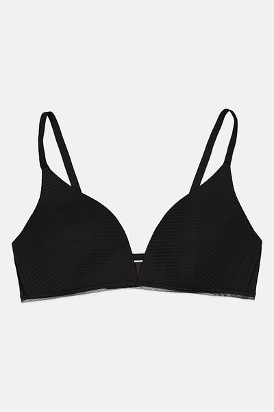 SLOGGI Women Striped Padded Triangle Bra, Black