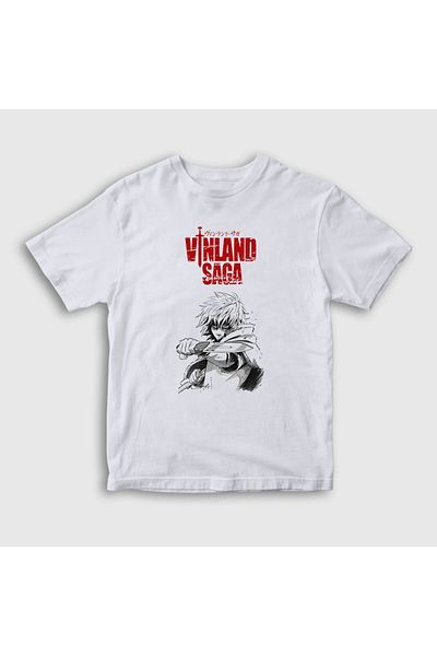 Presmono Tricou pentru copii unisex Vinland Saga Anime - Design poster Thorfinn, alb 471789 tt