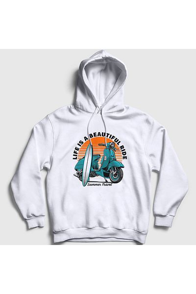 Presmono Φούτερ Lambretta Unisex με λευκή κουκούλα σκούτερ - 444607 ττ