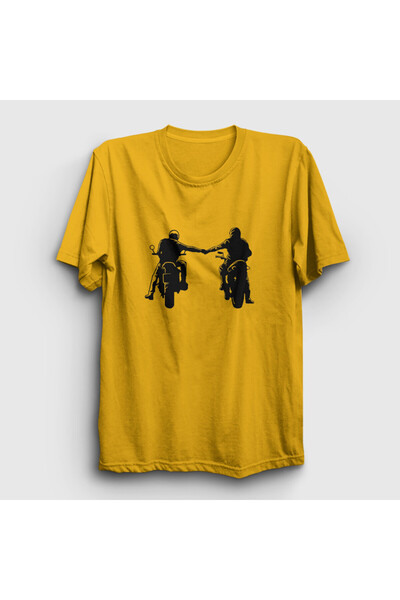 Presmono Унісекс жовта футболка Biker Brotherhood - подарунок для мотоцикліст...