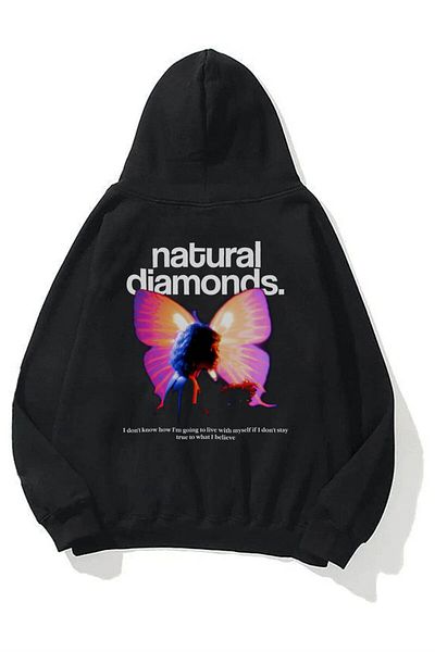 Trendiz Hanorac unisex cu diamante naturale, negru