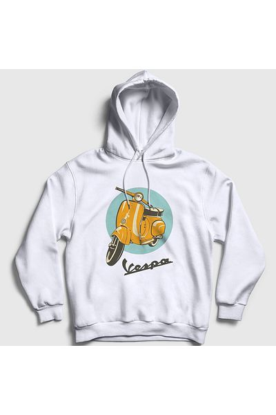 Presmono Λευκό Vintage Vespa Unisex φούτερ με κουκούλα 444900 ττ