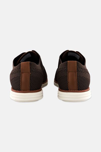 Algspar Men Brand Logo Lace Up Casual Shoes, Dark Brown