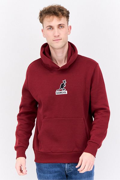 Kangol Men Hooded Embroidered Logo Long Sleeves Sweatshirt, Maroon