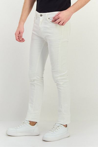 GAS Men Skinny Fit Rip Stretchable Jeans, White