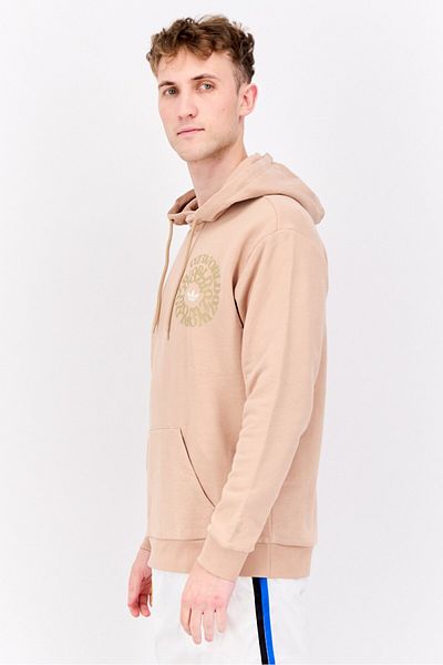 adidas Men Sportwear Fit Embroidered Logo Long Sleeves Outdoor Sweatshirt, Tan