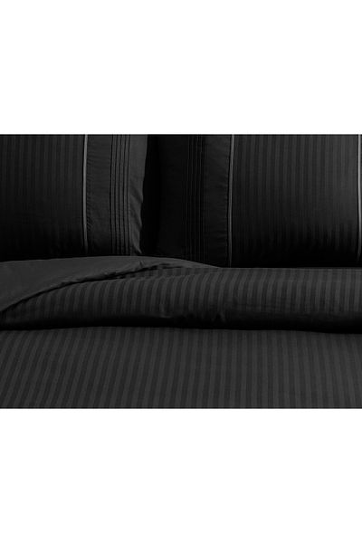 Madame Coco Mousse Single Ribbed Duvet Cover Set - Black