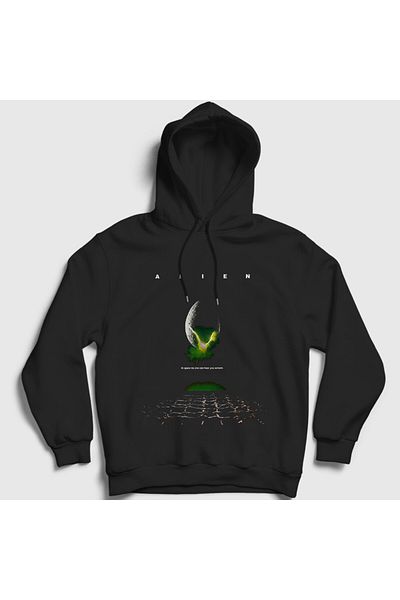 Presmono Unisex Μαύρο φούτερ με κουκούλα Alien - Σχέδιο αφίσας ταινίας Hr Giger 486670 ττ