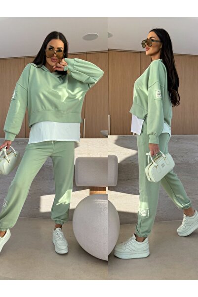 adorashop Памучен костюм с качулка и бяла вложка IT7100 Vernil Universal (S-L)