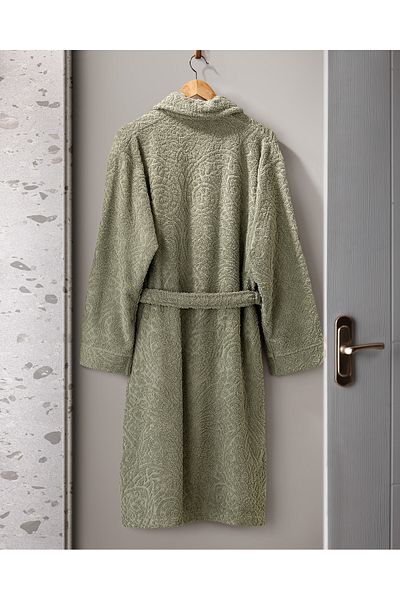 Madame Coco Μπουρνούζι Bernay Unisex Jacquard 100% Cotton Şalyaka - Χακί - Φυσική Συλλογή