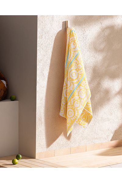 Madame Coco Herbert Yellow Beach Towel - 100% Cotton, 70x150 cm