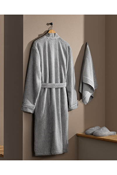Madame Coco Aron Men's Gray Bathrobe Set - 100% Cotton - Luxury Collection