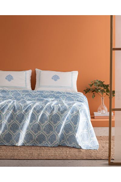 Madame Coco Set piqué cu imprimeu dublu Leal Blue - 100% bumbac