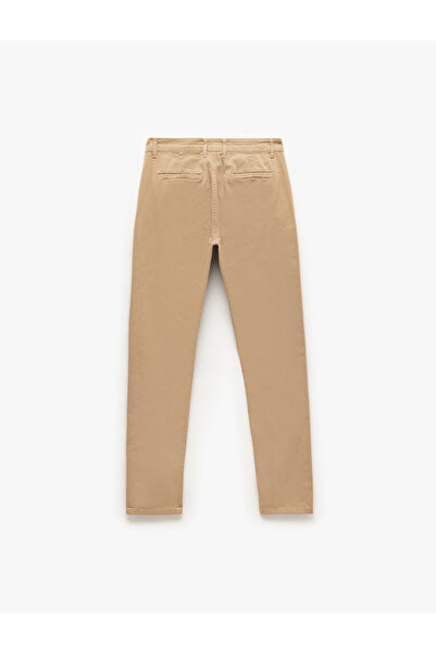 Koton Cotton Buttoned Chino Slim Fit Trousers with Pocket Detail