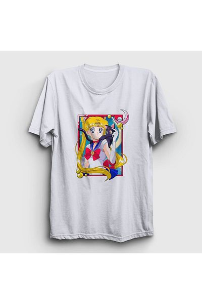 Presmono Μπλουζάκι Unisex White Sailor Moon Serena Usagi - Moon Warrior μοτίβο 487473 ττ