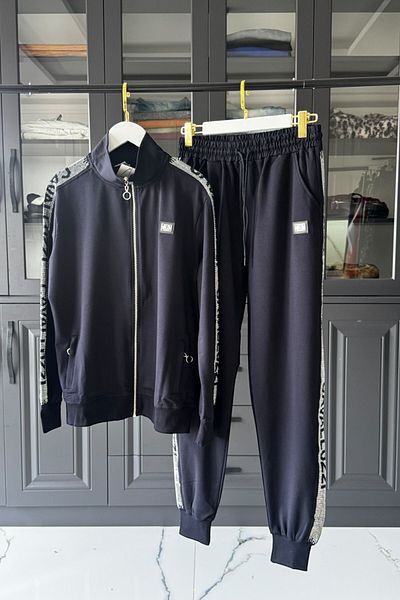 Posh Chic Large Size Tracksuit Set with Stone Detail - Meet Elegance and Comfort