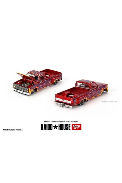 mini gt 1/64 Kaidohouse Chevrolet Silverado Dually on Fire V1 Khmg127