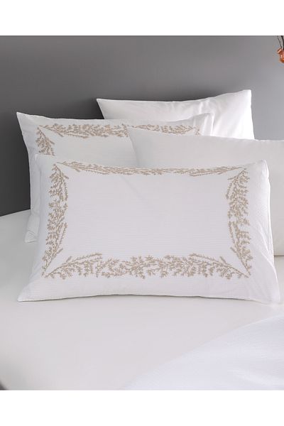 Madame Coco Linda Double Size Duvet Cover Set - Embroidered Washed Seersucker