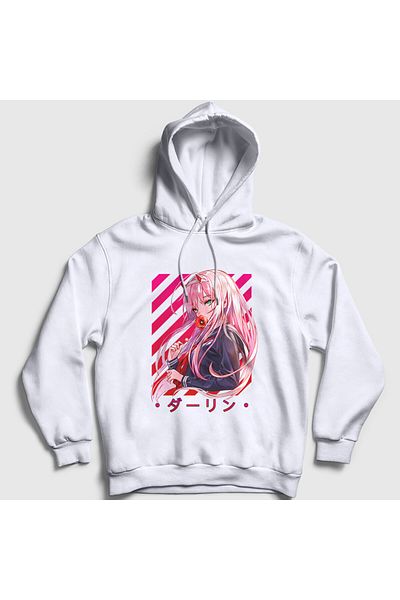 Presmono Zero Two V2 Darling In The Franxx Unisex φούτερ με λευκή κουκούλα - 483251 ττ