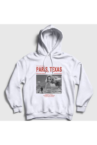 Presmono Φούτερ Unisex με λευκή κουκούλα - Αφίσα ταινίας Paris Texas 481713 ττ
