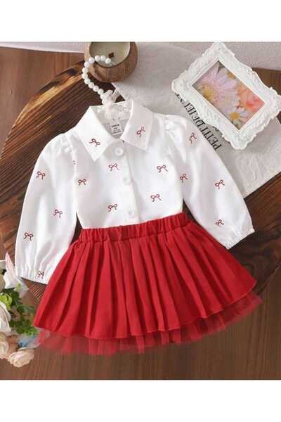 YARENKİDS SET CAMASĂ CU FUSTĂ CU FUNDĂ PLISĂ PENTRU FETE SILK KIDS