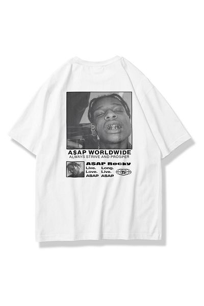 Trendiz Unisex Asap Worldwide Tshirt Λευκό