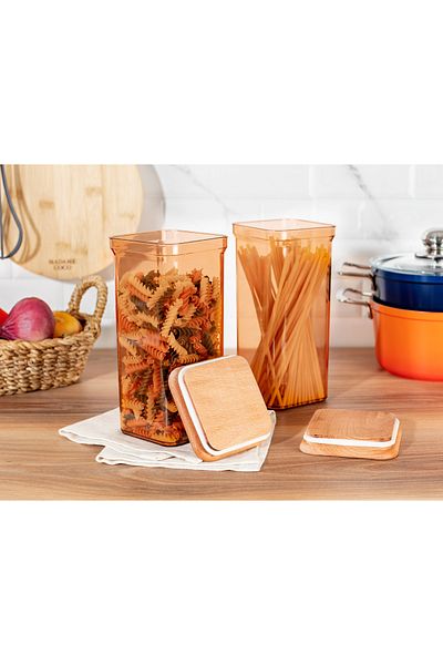 Madame Coco Kaviera 1500ml Storage Container with Wooden Lid Set of 2