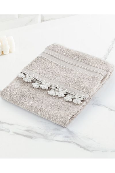 Madame Coco Beige Ruth Crocheted Face Towel