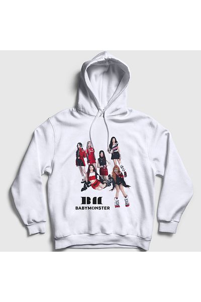 Presmono Φούτερ Baby Monster Unisex Λευκή κουκούλα - Μοντέλο K Pop Band 489041 ττ
