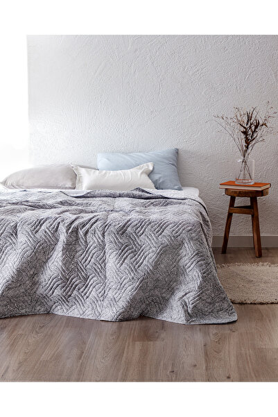 Madame Coco Fanya King Size Baskılı Yatak Örtüsü - Gri