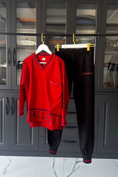 Posh Chic Red & Black Tracksuit Set "Stylish & Sports Combination"