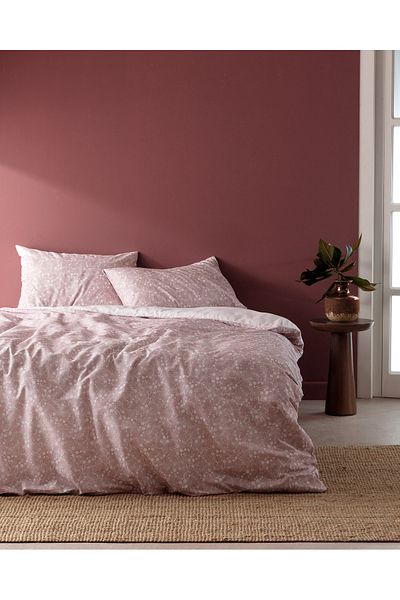 Madame Coco Single Printed Cotton Duvet Cover Set - Fiance, Powder