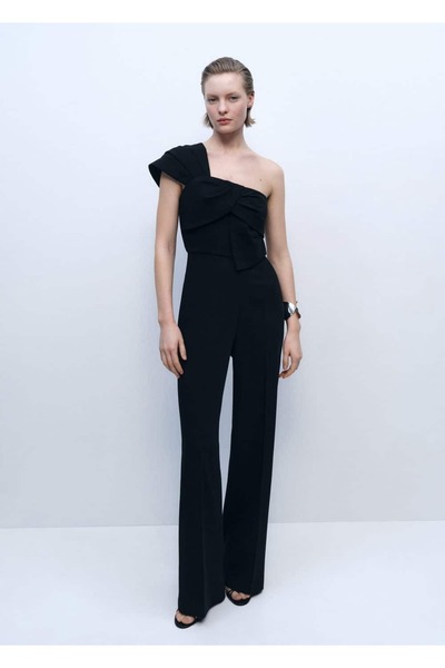 MANGO Woman Long Draped Collar Jumpsuit