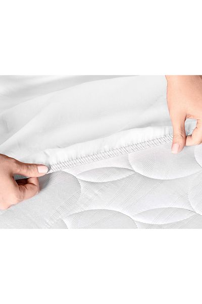 Madame Coco Ciel King Size Plus Elastic Satin Sheet - White