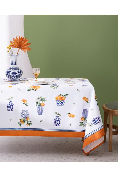 Madame Coco Rhone Orange/blue Tablecloth - 150x250 cm
