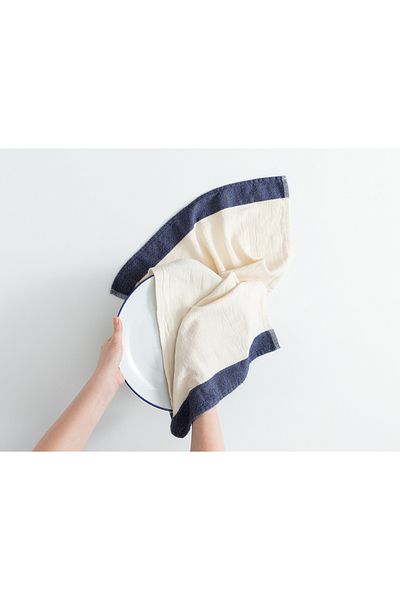 Madame Coco Carla Drying Cloth - Ecru/dark blue - 40x60 Cm