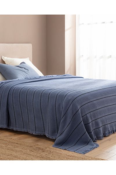 Madame Coco Envelope Single Bedspread - Luxury Collection - Indigo