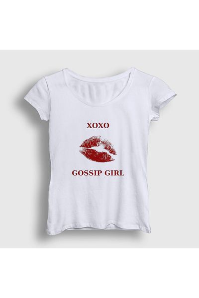 Presmono Λευκό Xoxo Lips Gossip Girl Γυναικείο T-Shirt - 483158 ττ