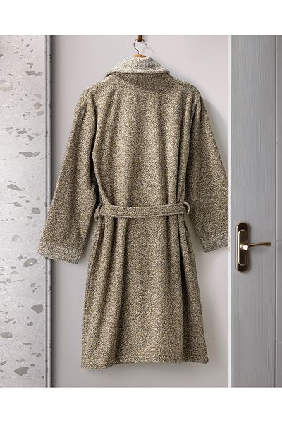 Madame Coco Unisex 100% Cotton Khaki Şalyaka Bathrobe - Brest Yarn Dyed