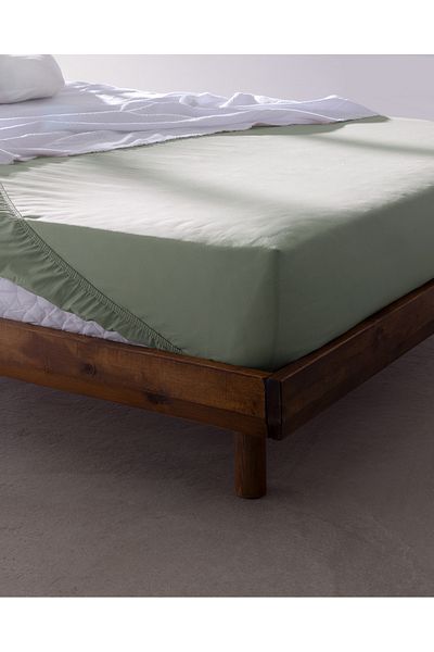 Madame Coco Manon King Size Green Ranforce Elastic Sheet - 100% Cotton