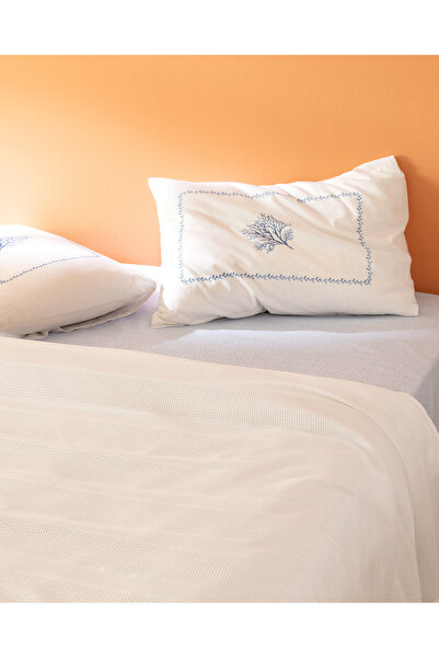 Madame Coco Mathilda King Size White Printed 100% Cotton Pique Set