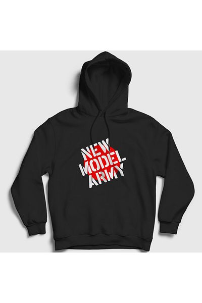 Presmono Унисекс суитшърт с качулка и черно лого Rock Army - 485679tt