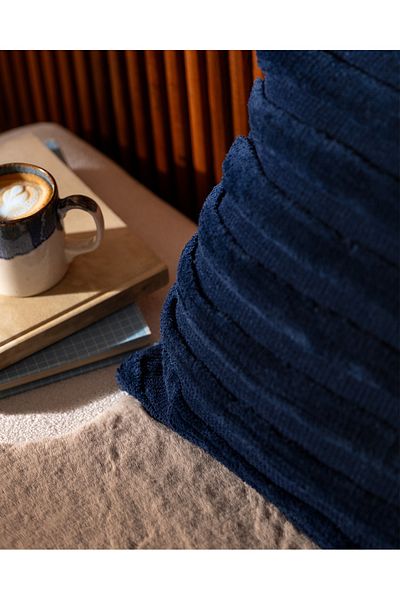 Madame Coco Bourgogne Cotton Throw Pillow Cover - Navy Blue - 45X45 cm