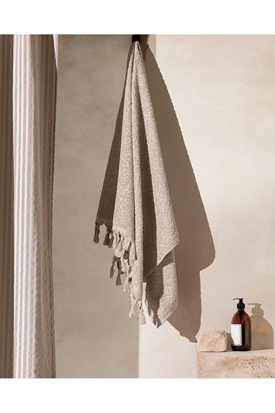 Madame Coco Bernay Dark Beige Bath Towel - 100% Cotton