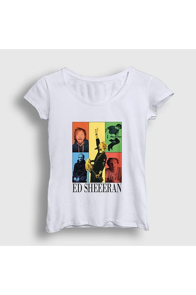 Presmono Tricou alb pentru femei cu model poster Ed Sheeran - 486803 tt