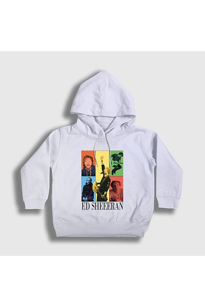 Presmono Hanorac unisex pentru copii Ed Sheeran cu poster muzical - alb, cu glugă, 486792 tt
