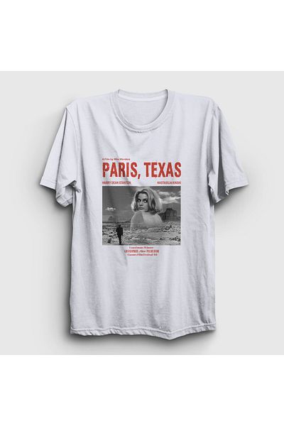 Presmono Μπλουζάκι με αφίσα ταινίας Unisex White Paris Texas - 481608 ττ