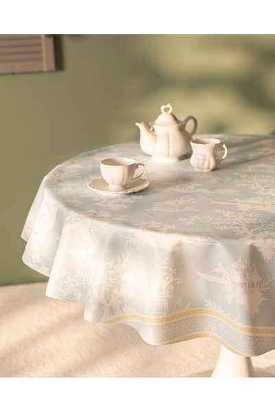 Madame Coco Light Blue Bukuria PVC Tablecloth - 140 cm